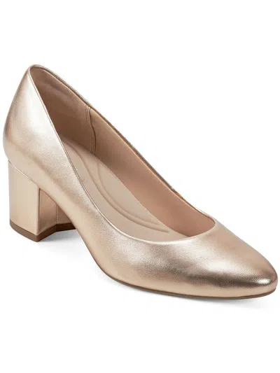 Shop Easy Spirit Cosma Womens Padded Insole Pointed Toe Pumps In Gold