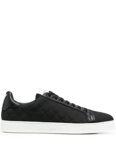Shop Emporio Armani Allover Logo Sneakers In Black