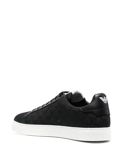 Shop Emporio Armani Allover Logo Sneakers In Black
