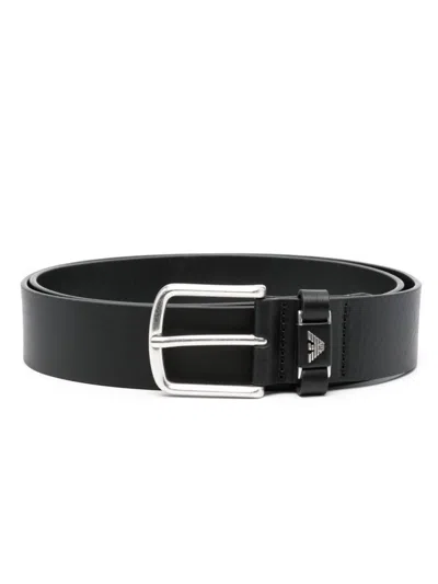 Shop Emporio Armani Leather Belt In Black