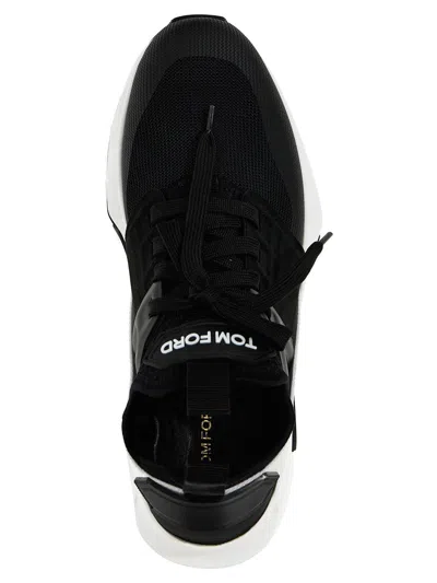 Shop Tom Ford Logo Techno Sneakers In White/black