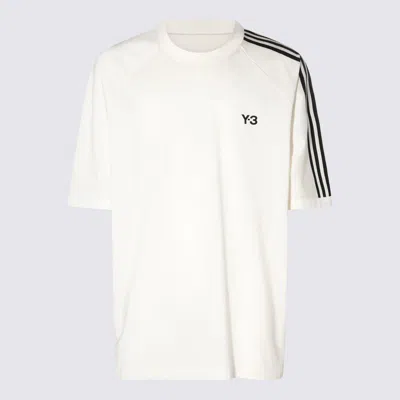 Shop Y-3 Adidas Black And White Cotton 3s T-shirt In Off White/black