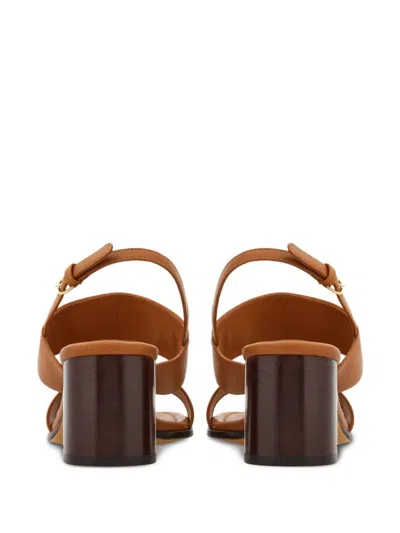 Ferragamo Women's Lou Gancini Block Heel Sandals In Brown