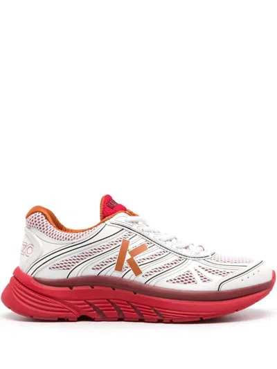 Kenzo Chunky Sole Mesh Panelled Low Top Sneakers In Red