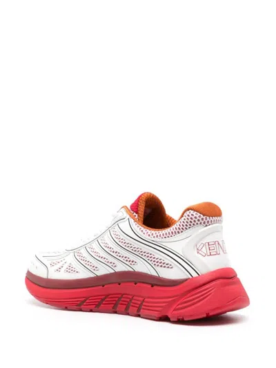 Kenzo Chunky Sole Mesh Panelled Low Top Sneakers In Red