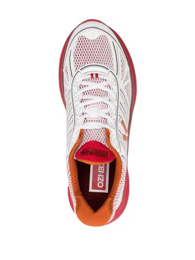 Kenzo Chunky Sole Mesh Panelled Low Top Sneakers In Red