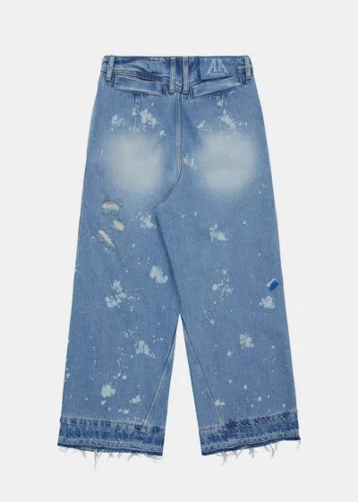 Shop Ader Error Blue Distressed Wide Leg Jeans