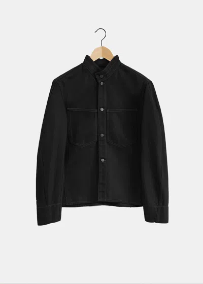 Shop Lemaire Black Denim Curved Sleeve Jacket