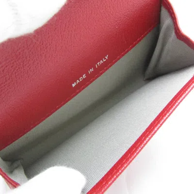 Pre-owned Chanel Camellia Red Leather Wallet  ()
