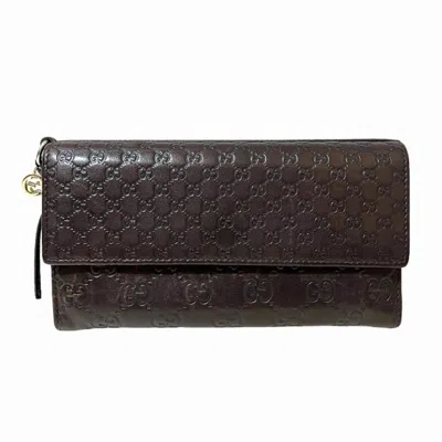 Shop Gucci Continental Brown Leather Wallet  ()