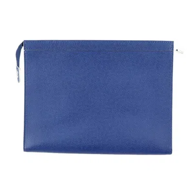 Pre-owned Louis Vuitton Pochette Voyage Navy Leather Clutch Bag ()