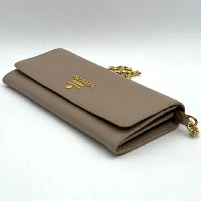 Shop Prada Beige Leather Wallet  ()