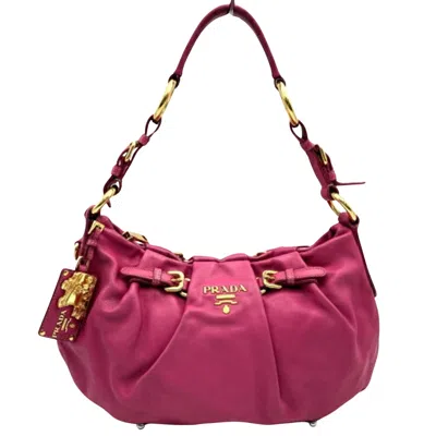 Shop Prada Hobo Pink Leather Shoulder Bag ()