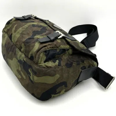 Shop Prada Messenger Khaki Synthetic Shoulder Bag ()