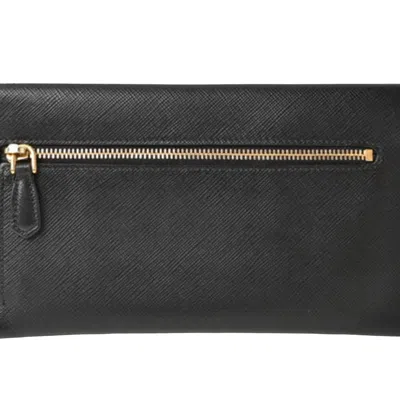 Shop Prada Saffiano Black Leather Wallet  ()