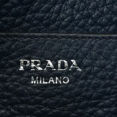 Shop Prada Vitello Navy Leather Clutch Bag ()