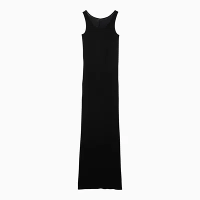 Ami Alexandre Mattiussi Ami Paris Black Cotton Long Dress With Buttons Women In Black