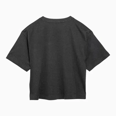 Shop Brunello Cucinelli Anthracite Grey Cotton Crew Neck T Shirt