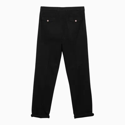 Shop Brunello Cucinelli Black Cotton Regular Pants