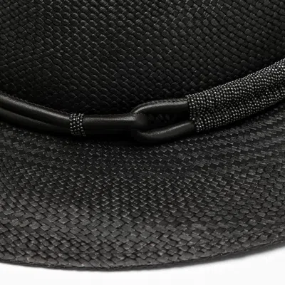 Shop Brunello Cucinelli Black Straw Hat