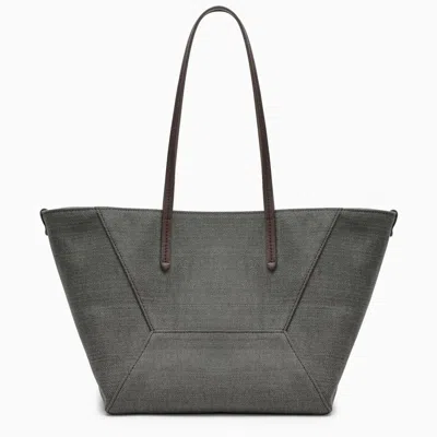 Shop Brunello Cucinelli Grey Shopper Bag In Cotton And Linen