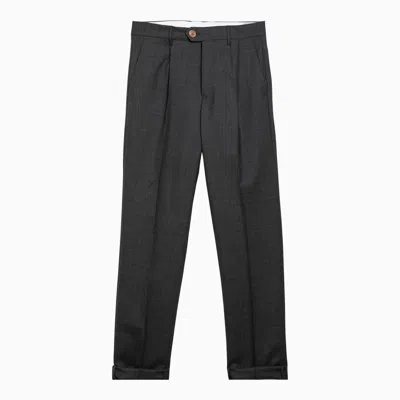 Shop Brunello Cucinelli Grey Wool Regular Pants