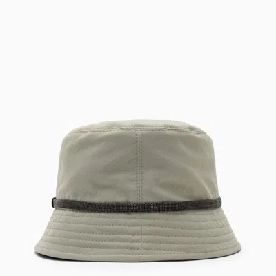 Shop Brunello Cucinelli Olive Green Cotton And Linen Bucket Hat