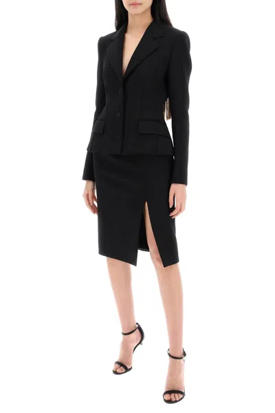 Shop Dolce & Gabbana "knee Length Skirt With Satin