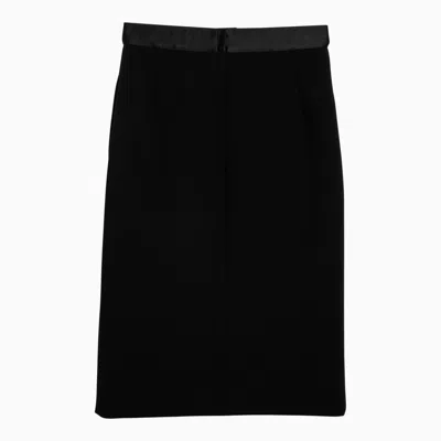 Shop Dolce & Gabbana Dolce&gabbana Black Wool Blend Midi Pencil Skirt