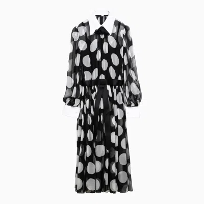 Shop Dolce & Gabbana Dolce&gabbana Longuette Dress With Polka Dots In Silk Chiffon