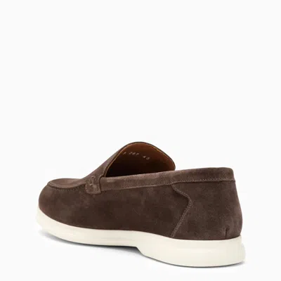 Shop Doucal's Brown Suede Moccasin