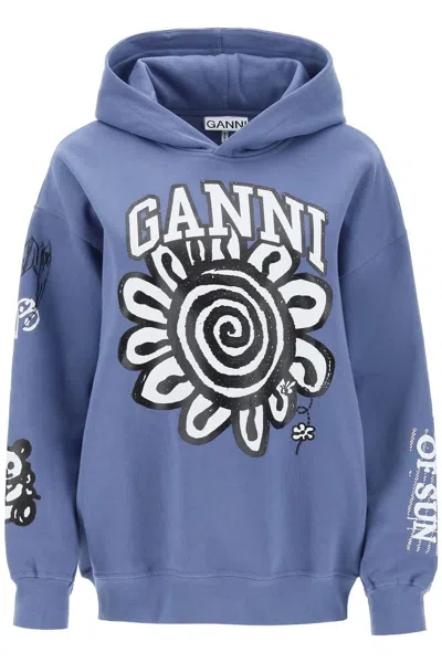 Shop Ganni Hoodie With Graphic Prints