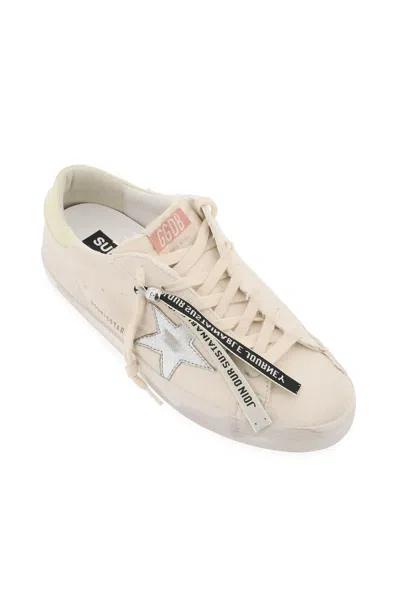 Shop Golden Goose Super Star Canvas And Leather Sneakers