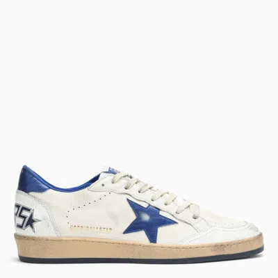 Shop Golden Goose White/metallic Blue Ballstar Sneakers