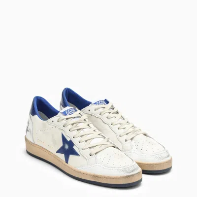 Shop Golden Goose White/metallic Blue Ballstar Sneakers