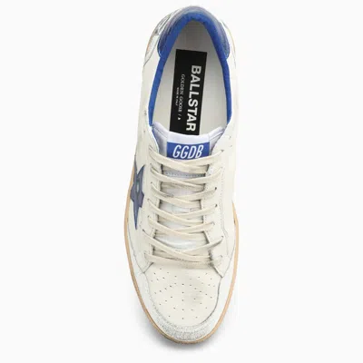 Shop Golden Goose White/metallic Blue Ballstar Sneakers