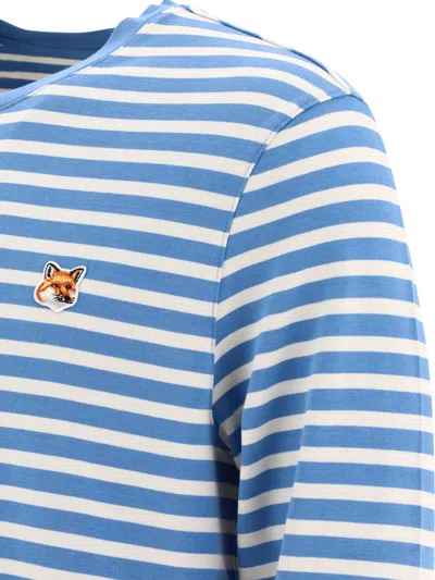 Shop Maison Kitsuné "fox Head" Striped T Shirt