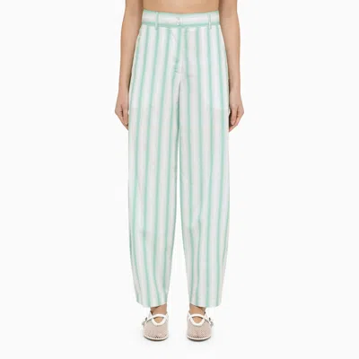 Margaux Lonnberg Striped Cotton Trousers For Women In Green