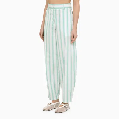 Margaux Lonnberg Striped Cotton Trousers For Women In Green