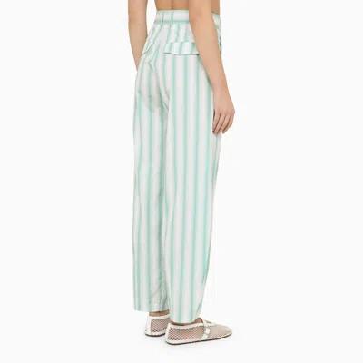 Margaux Lonnberg Striped Cotton Trousers For Women In Green