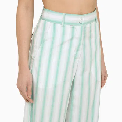 Margaux Lonnberg Striped Cotton Trousers For Women In Green