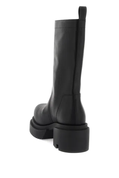 Rick Owens Mid-calf Leather Plaform Boots In Black