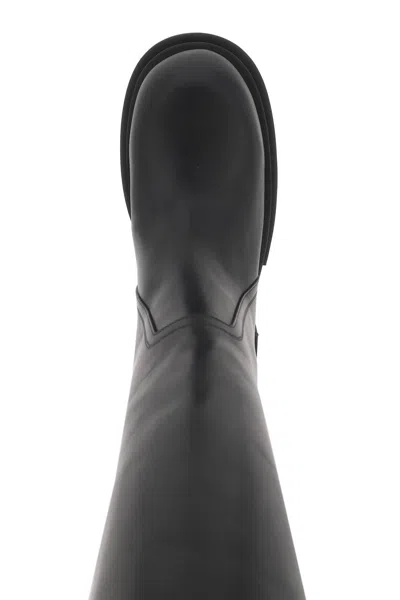 Rick Owens Mid-calf Leather Plaform Boots In Black