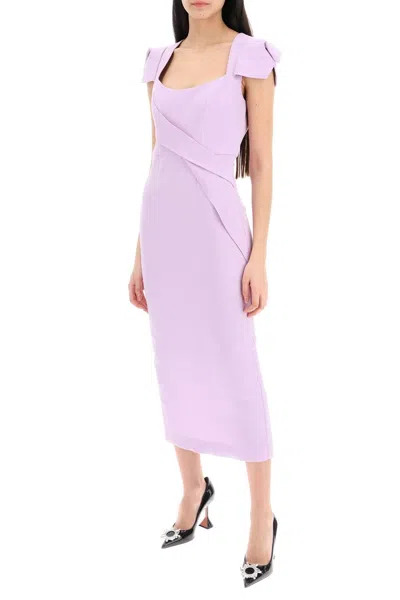 Shop Roland Mouret Midi Dress With Draped Detailing