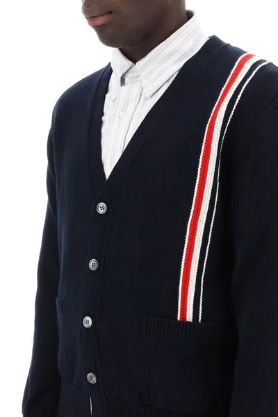 Shop Thom Browne Cotton Cardigan With Red, White