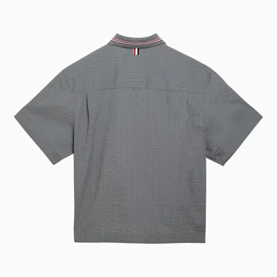 Shop Thom Browne Grey Striped Short Sleeved Shirt