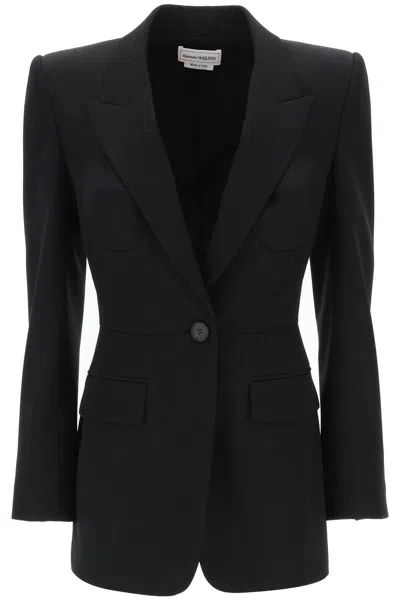 Shop Alexander Mcqueen Fitted Jacket With Bustier Details Women In Black