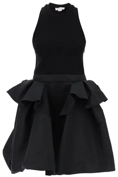 Shop Alexander Mcqueen Hybrid Mini Dress Women In Black