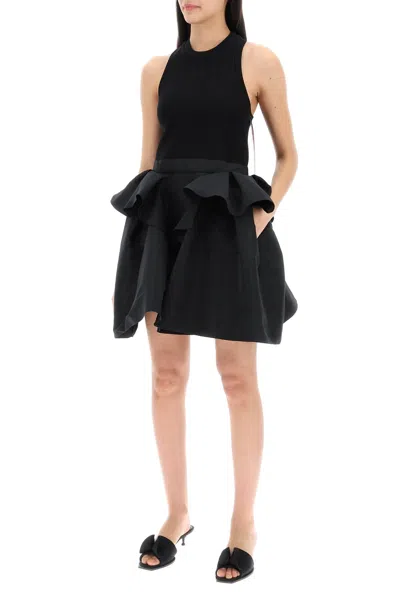 Shop Alexander Mcqueen Hybrid Mini Dress Women In Black
