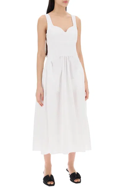 Shop Alexander Mcqueen Midi Poplin Dress In Women In White